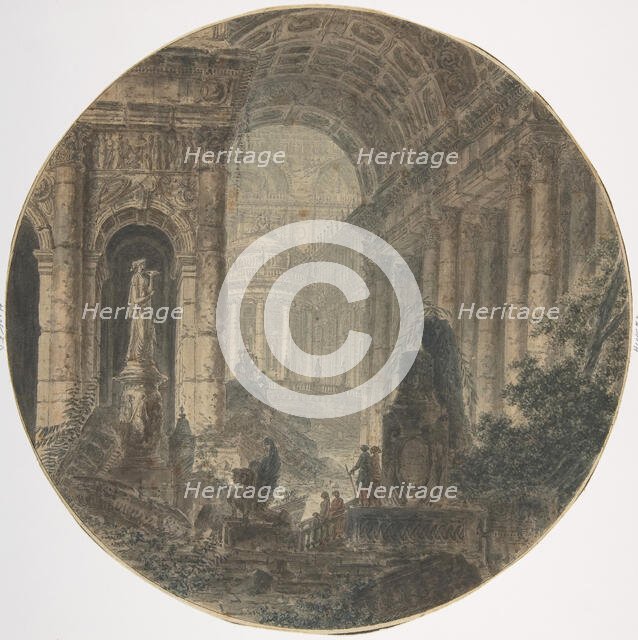 Architectural fantasy, 18th century. Creator: Attributed to Jean Henri Alexandre Pernet.