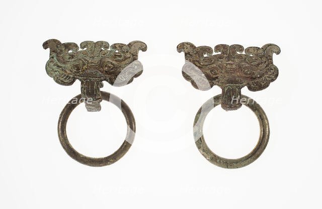 Monster-Mask Fittings with Ring Handle, Han dynasty (206 B.C.-A.D. 220). Creator: Unknown.