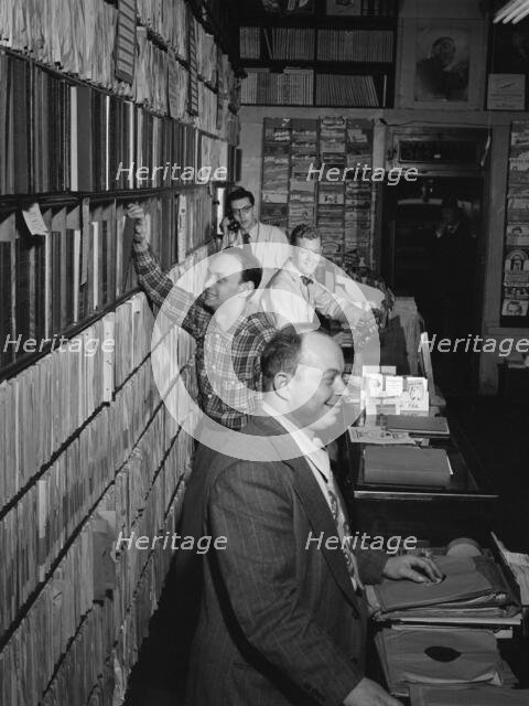 Portrait of Herbie Hill, Lou Blum, and Jack Crystal, Commodore Record Shop, N.Y., ca. Aug. 1947. Creator: William Paul Gottlieb.