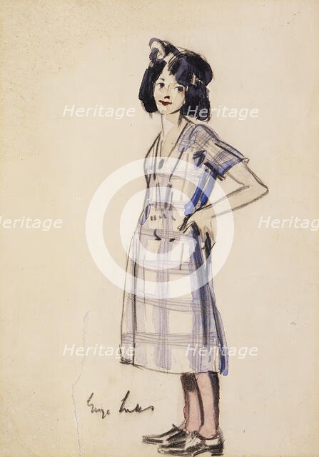 Girl in Checkered Dress, between circa 1920 and circa 1924. Creator: George Benjamin Luks.