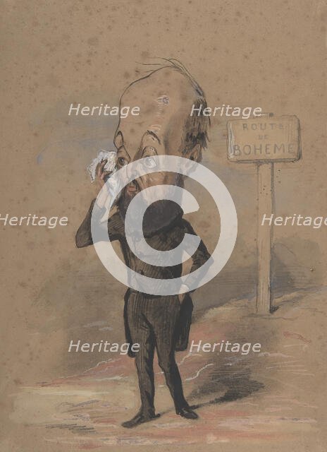 Caricature of Henri Mürger, 1849-61. Creator: Nadar.