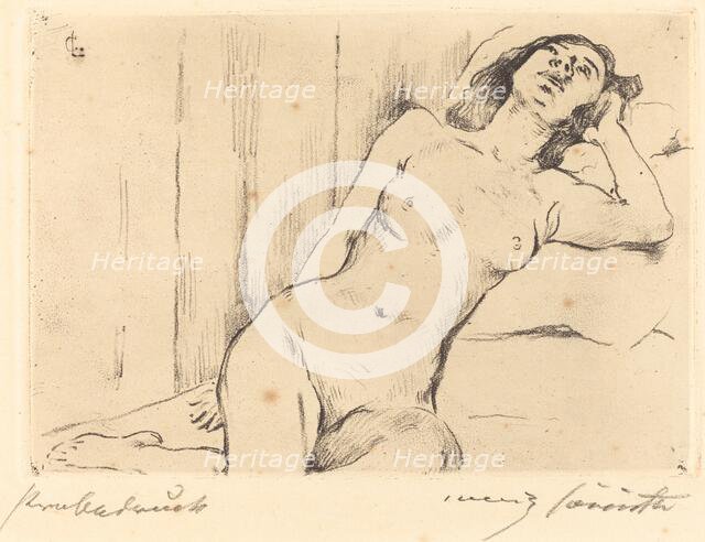 Ruhende Dreiviertel Akt (Reclining Female Nude), 1911. Creator: Lovis Corinth.