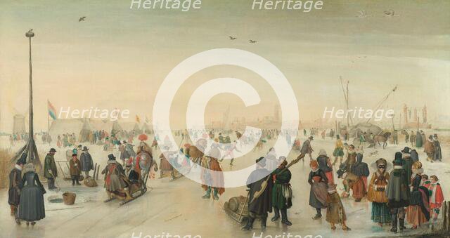 Enjoying the Ice near a Town, c.1620. Creator: Hendrick Avercamp.
