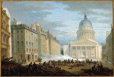 Capture of the Pantheon, seen from rue Soufflot, June 24, 1848, current 5th arrondissement, 1849. Creator: Unknown.