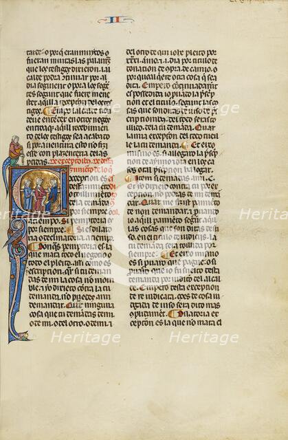 Initial E: Two Attorneys before a Judge; Vidal Mayor, about 1290-1310. Creator: Unknown.