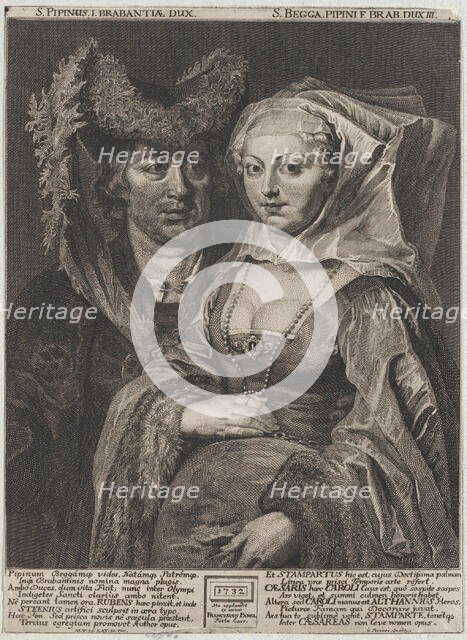 Saint Pepin I and his daughter, Saint Begga, 1732. Creator: Anton Joseph von Prenner.