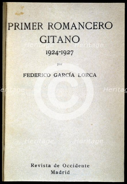 Cover of the 'First Romancero Gitano', 1924-1927, (1928) Creator: García Lorca, Federico (1898 - 1936).