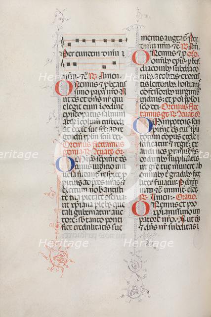 Missale: Fol. 146v: Music for various prayers..., 1469. Creator: Bartolommeo Caporali (Italian, c. 1420-1503).