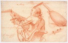 Sketches of a Lute Player and Lute, 1756. Creator: Jan Garemijn.
