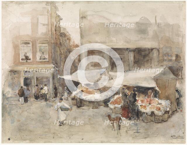 Market with flower stalls in Rotterdam, 1874-1925. Creators: George Hendrik Breitner, Floris Arntzenius.