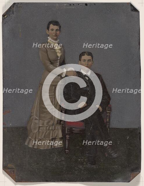Portrait of young couple, 1860s-1880s. Creator: Unknown.