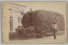 Albumen print of a man with a full hay cart, 1894-1904. Creator: E. K. Blush.