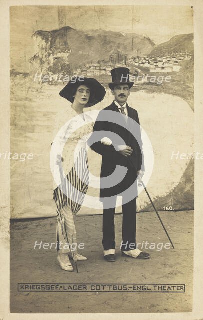 British prisoners of war performing a show at a prisoner of war camp in Cottbus..., [1910-1919?]. Creator: Unknown.