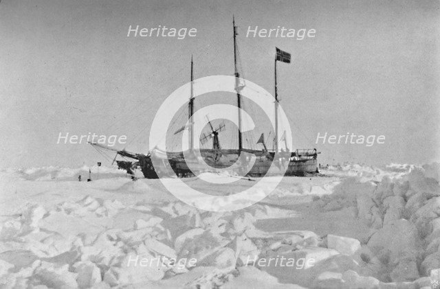'The Fram in the Ice'. 1895, (1897). Artist: Unknown.