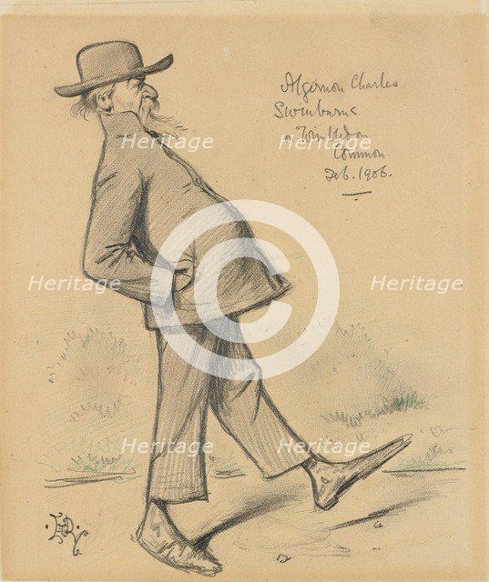 Algernon Charles Swinburne on Wimbledon Common, 1906. Artist: Edward Tennyson Reed.