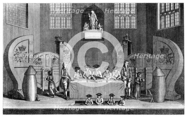 Drawing the State Lottery in Guildhall, City of London, 1763 (1886).Artist: William Griggs