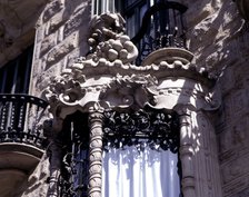 Detail of the windows decoration in wrought iron of the house 'Can Calvet', at Caspe Street in Ba…