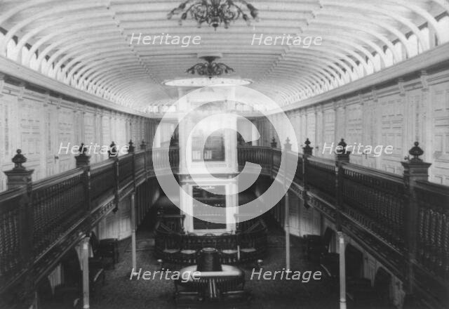 Interior view of galleried central parlor with clerestory, c1900. Creator: Frances Benjamin Johnston.