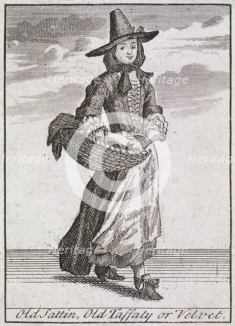 'Old Sattin, Old Taffaty or Velvet', Cries of London, (c1688?). Artist: Anon