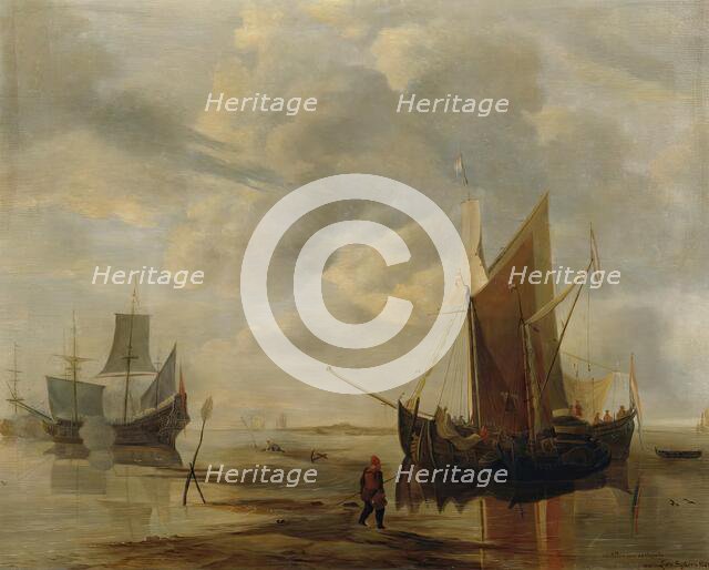 Seascape (copy after Jan van de Capelle), 1900. Creator: Lotte Sykora.