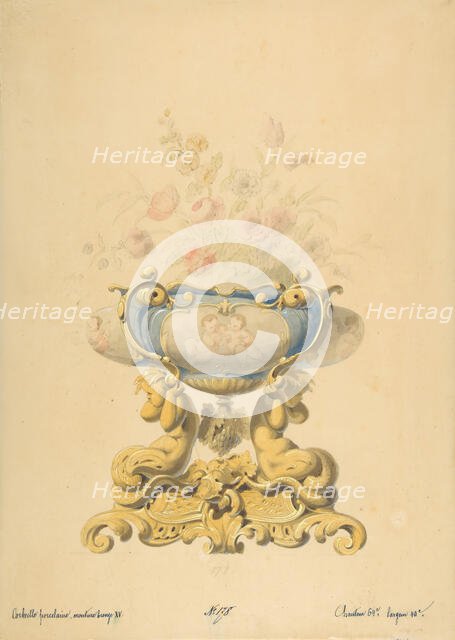 Design for a Porcelain Flower Bowl with Bronze Mount, 19th century. Creator: Anon.