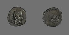 Denarius (Coin) Depicting a Bearded Man, about 90 BCE. Creator: Unknown.