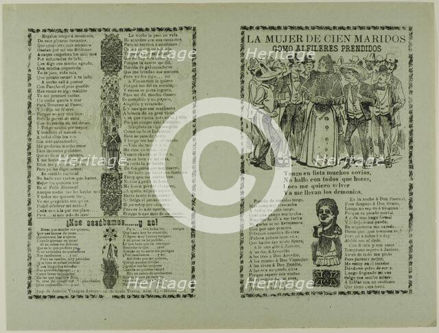 La mujer con cien maridos como alfileres prendidos (The women with hundreds of husbands like..., n.d Creator: José Guadalupe Posada.