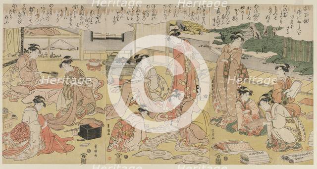 Women Making Clothing, early 1790s. Creator: Utagawa Toyokuni (Japanese, 1769-1825).