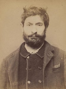 Garnier. Auguste. 34 ans, né à Périgny (Côte-d'Or). Journalier. Anarchiste. 2/3/94., 1894. Creator: Alphonse Bertillon.