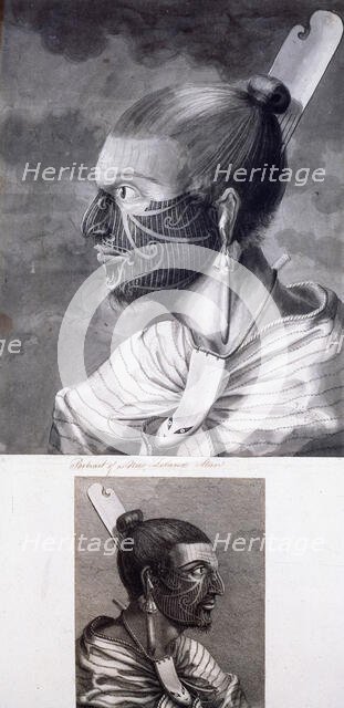 Two portraits of Maoris, c1768-c1780, 1769. Creators: Sydney Parkinson, John Webber.