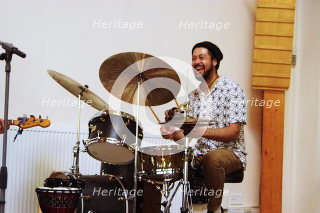 Matt Holmes, Basil Hodge Quintet Jazz Africa, Loughton Methodist Church, Essex, Apr 2023. Creator: Brian O'Connor.