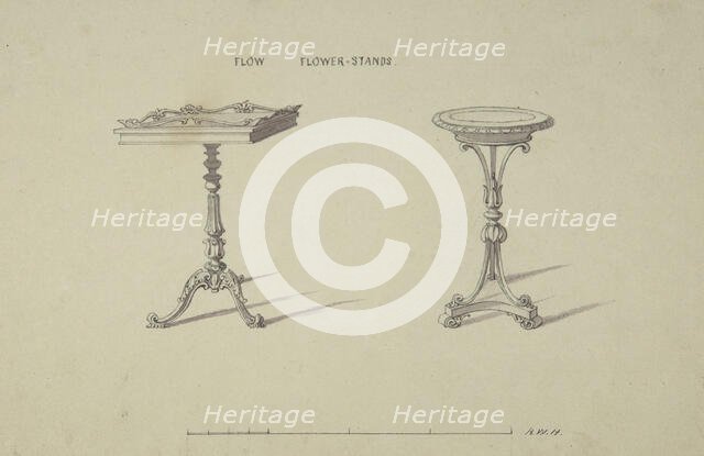 Two Designs for Flower Stands, 1835-1900. Creator: Robert William Hume.
