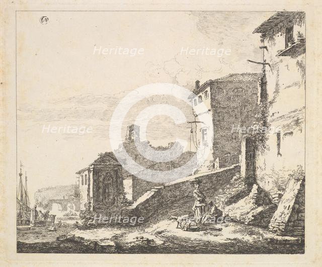 Village Scene with Woman Standing Beside a Seated Man (copy), 17th century. Creator: Thomas Wijck.