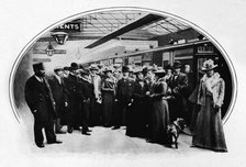 A theatrical company starting on tour, Euston Station, London, c1900 (1901). Artist: Unknown.