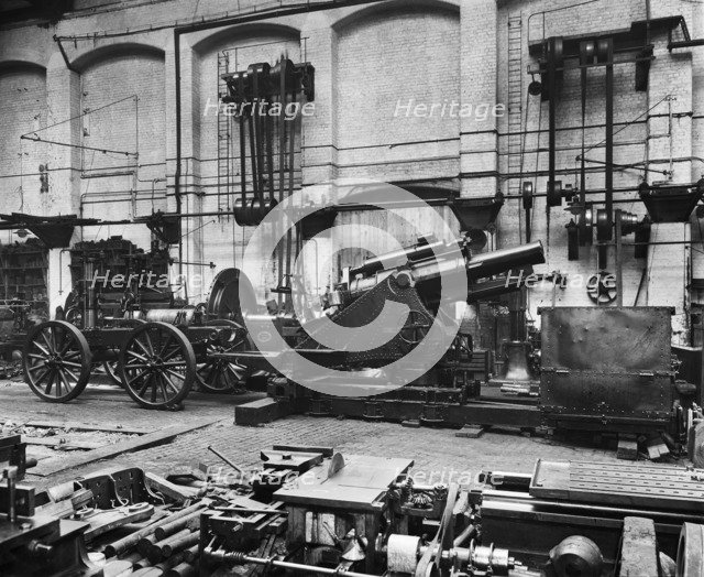 The gun carriage works, Cunard Engine Works, Derby Road, Kirkdale, Liverpool, January 1918. Artist: H Bedford Lemere.