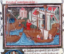 Indian sailing ships described by Marco Polo, 15th century. Artist: Unknown