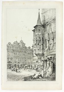 Hotel de Ville, Prague, 1833. Creator: Samuel Prout.