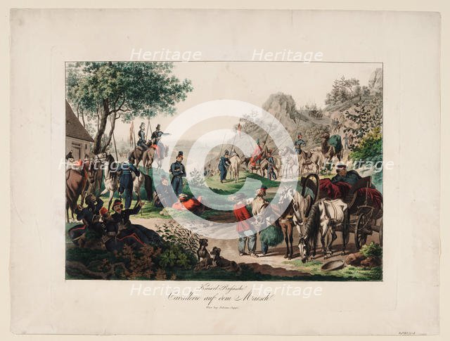 Imperial Russian cavalry on the march, 1813. Artist: Anonymous  