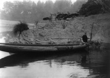 Fishing from canoe-Hupa, 1923. Creator: Edward Sheriff Curtis.