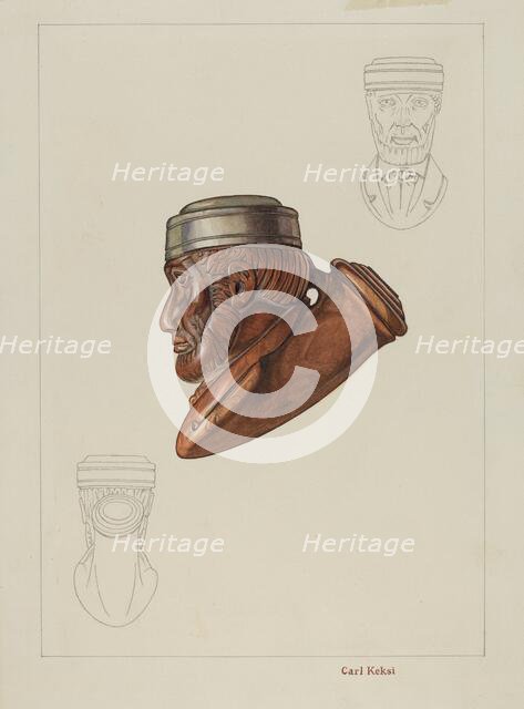Pipe Head: Lincoln, c. 1937. Creator: Carl Keksi.
