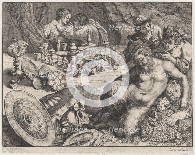 Bacchus and drunken Silenus, 1640-60. Creator: Frans van den Wyngaerde.