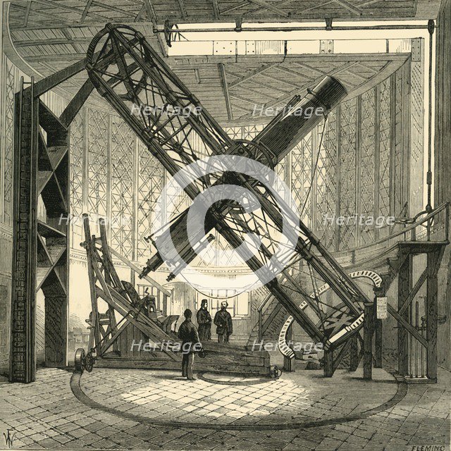 'The Great Equatorial Telescope in the Dome, Greenwich Observatory', (c1878). Creator: Unknown.