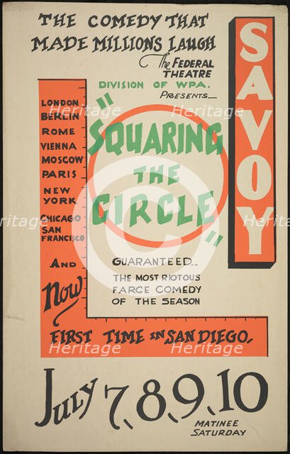 Squaring the Circle, San Diego, 1938. Creator: Unknown.