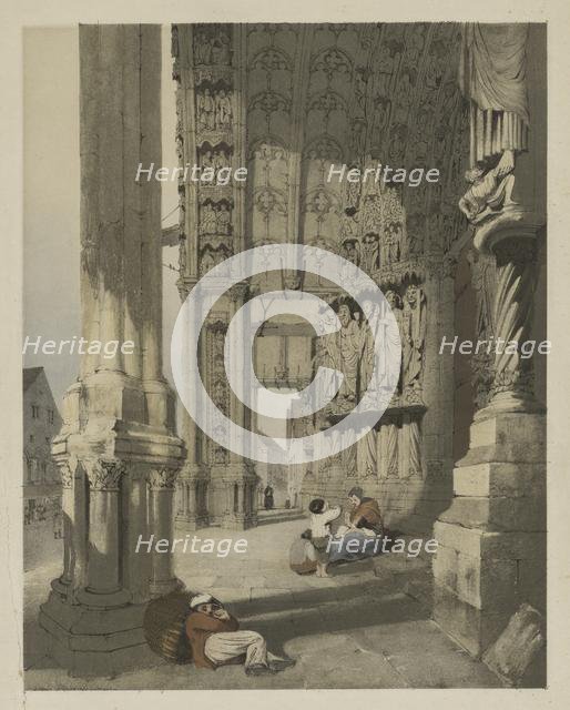 Picturesque Architecture in Paris, Ghent, Antwerp, Rouen, Etc.: South Porch of Chartres Cathedral, , Creator: Thomas Shotter Boys (British, 1803-1874).