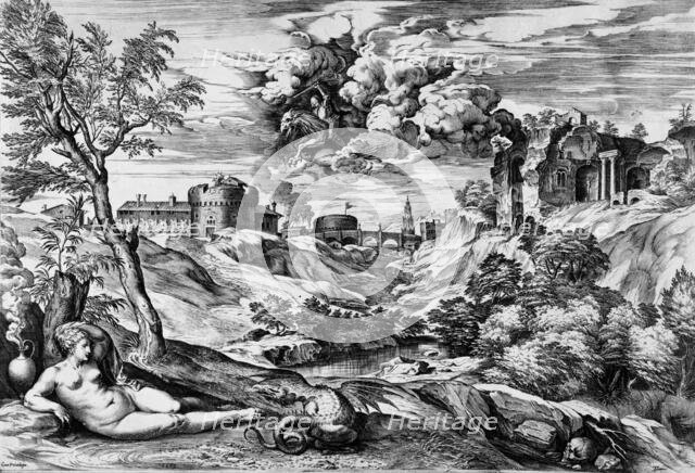 Ruggiero Rescuing Angelica, 1563. Creator: Cornelis Cort.