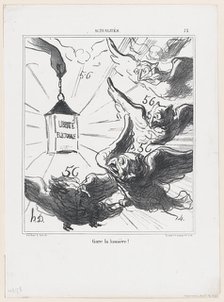 Gare la lumière!, 1870. Creator: Honore Daumier.