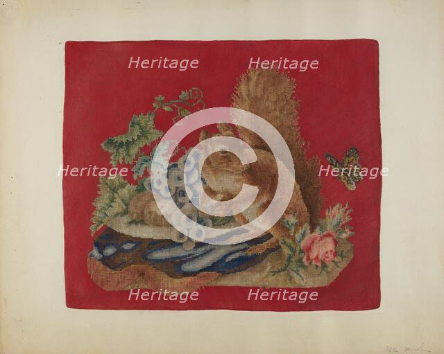 Chair Seat Cover, c. 1942. Creator: Stella Mosher.