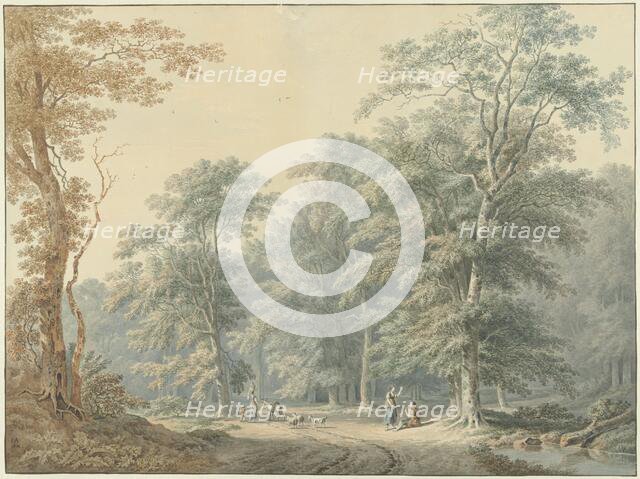Forest view with figures, 1818. Creator: Jan Apeldoorn.