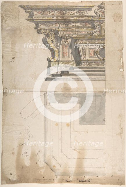Design for one Half of an Altar: Elevation and Ground Plan, 1700-1780. Creator: Anon.