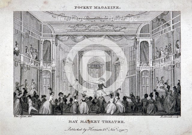 Interior of the Haymarket Theatre, London, 1795.                                                     Artist: Thomas Rothwell